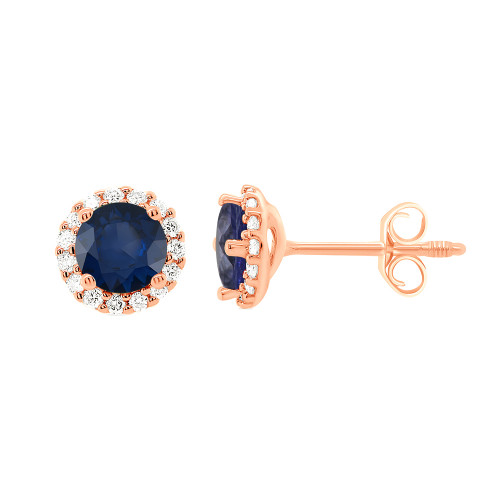 Gold earrings with sapphire