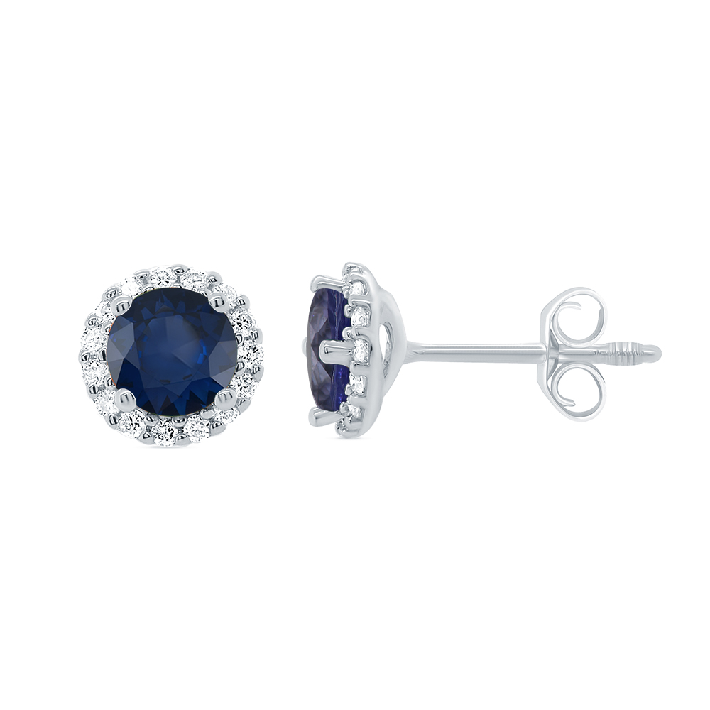 Gold earrings with sapphire