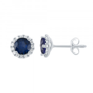 Gold earrings with sapphire