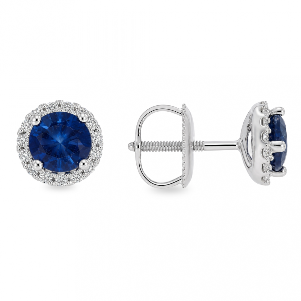 Gold earrings with sapphire