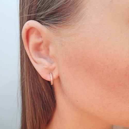 Gold earrings with zircon