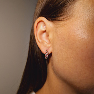 Gold earrings with a ruby