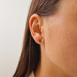 Gold earrings with a black diamond