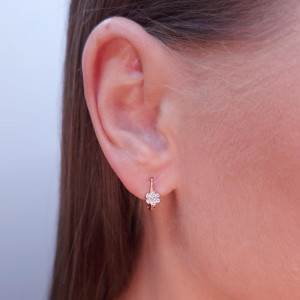 Gold earrings with zircon