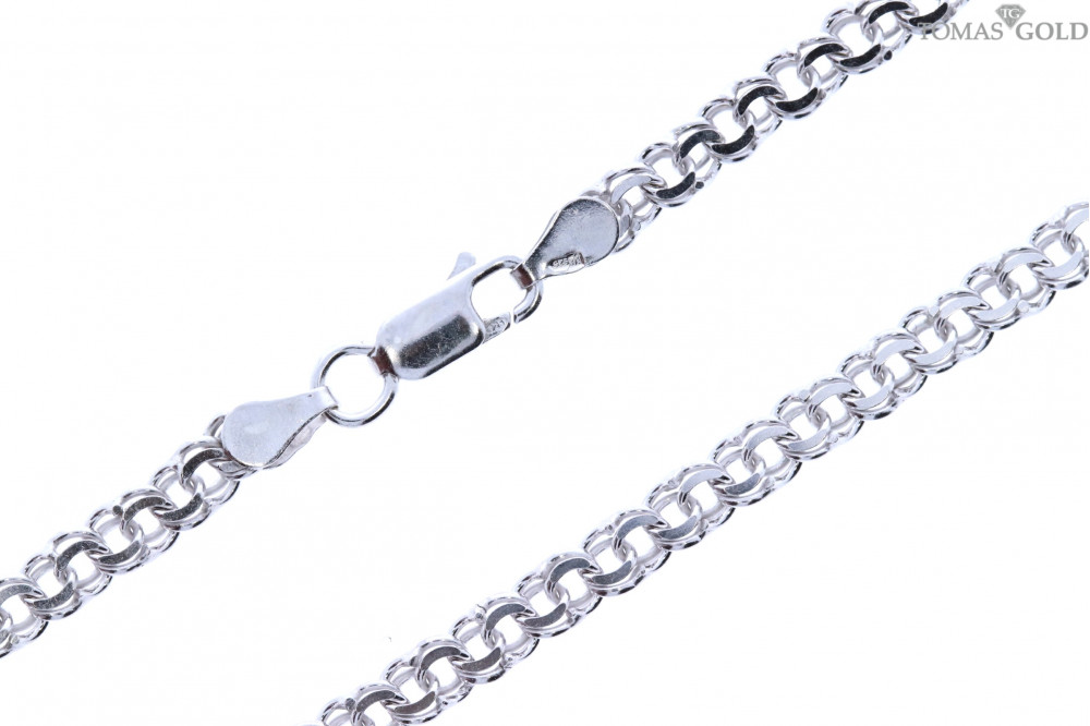 Silver bismarck weave chain