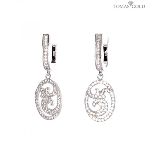 Silver earrings with zircon