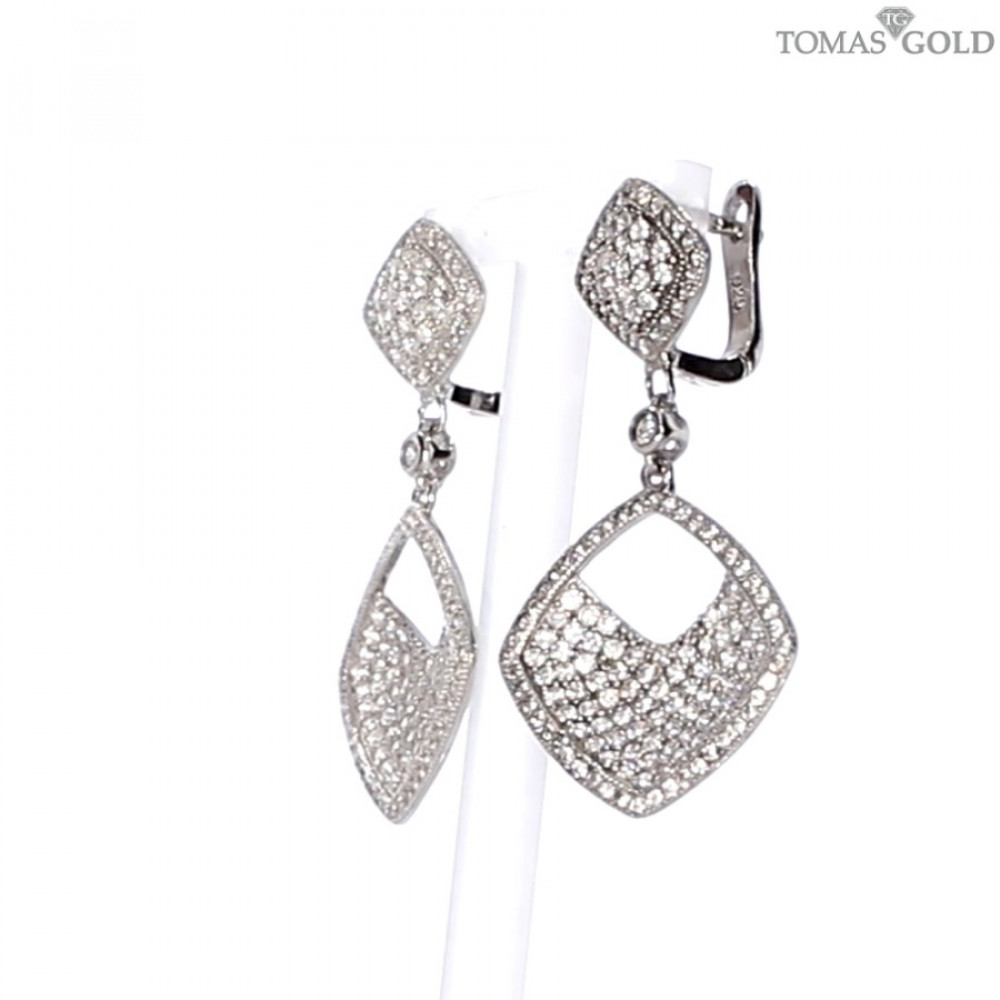 Серебряные серьги с цирконом