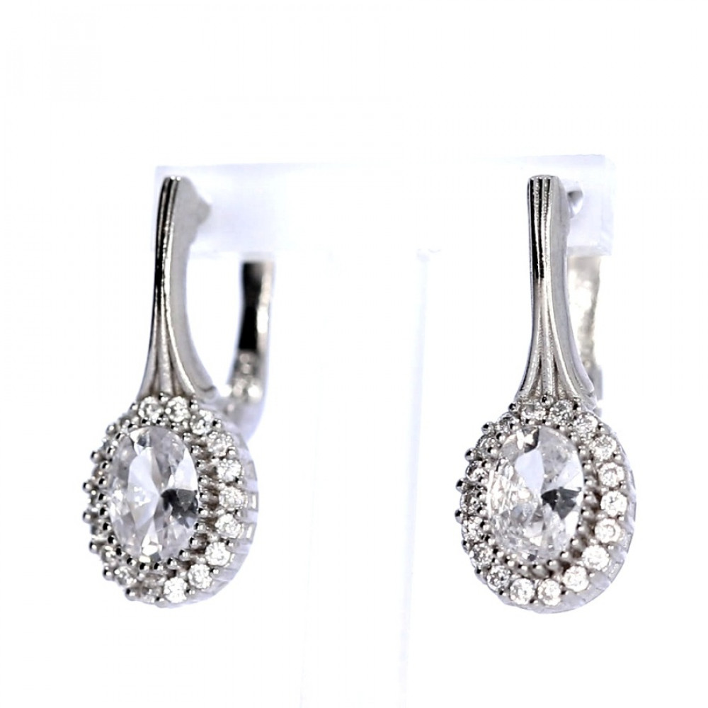 Hõbekõrvarõngad tsirkoonidega