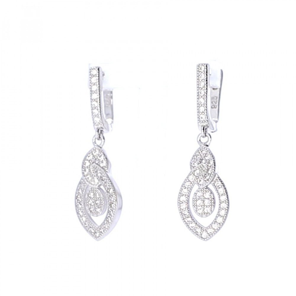 Silver earrings with zircon