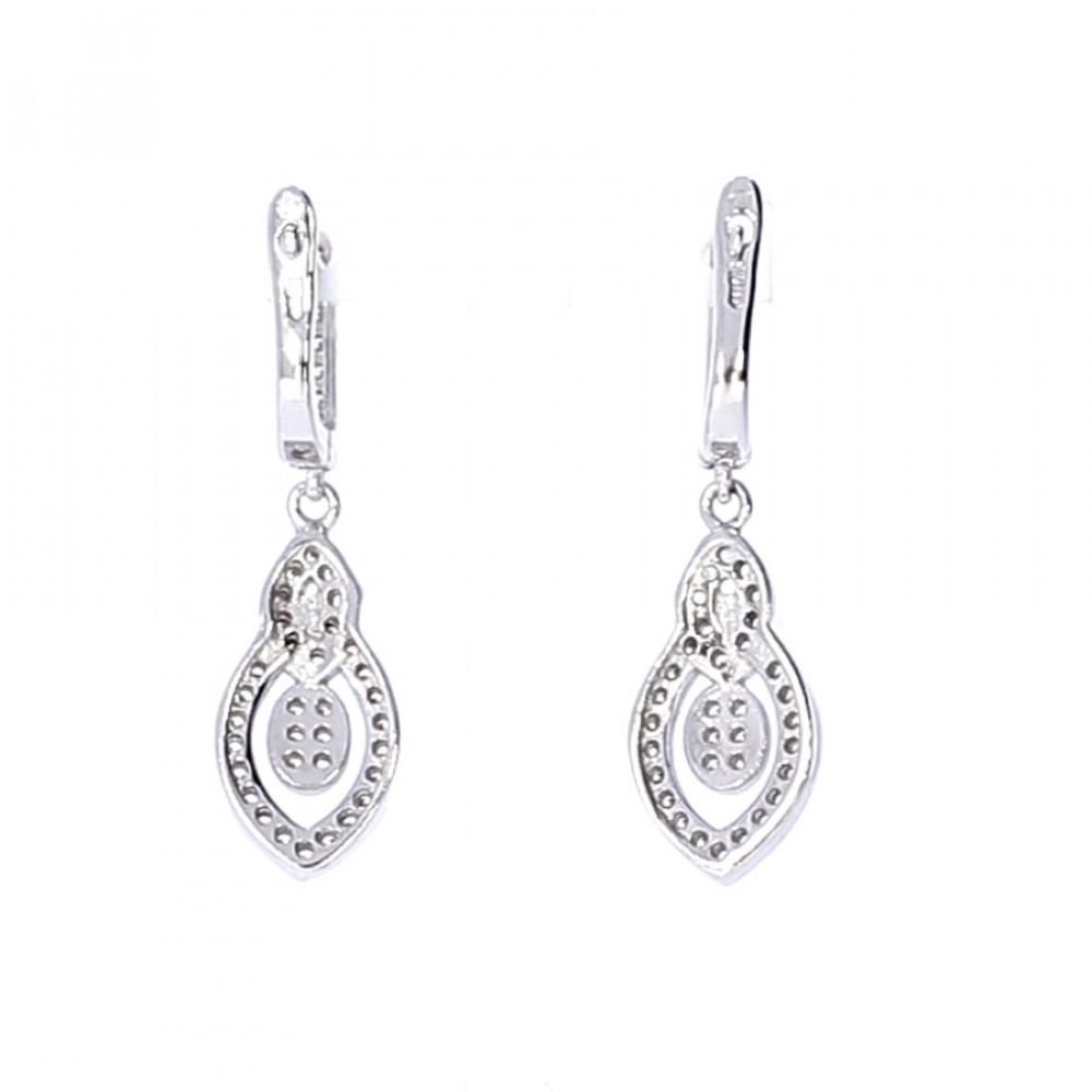 Silver earrings with zircon