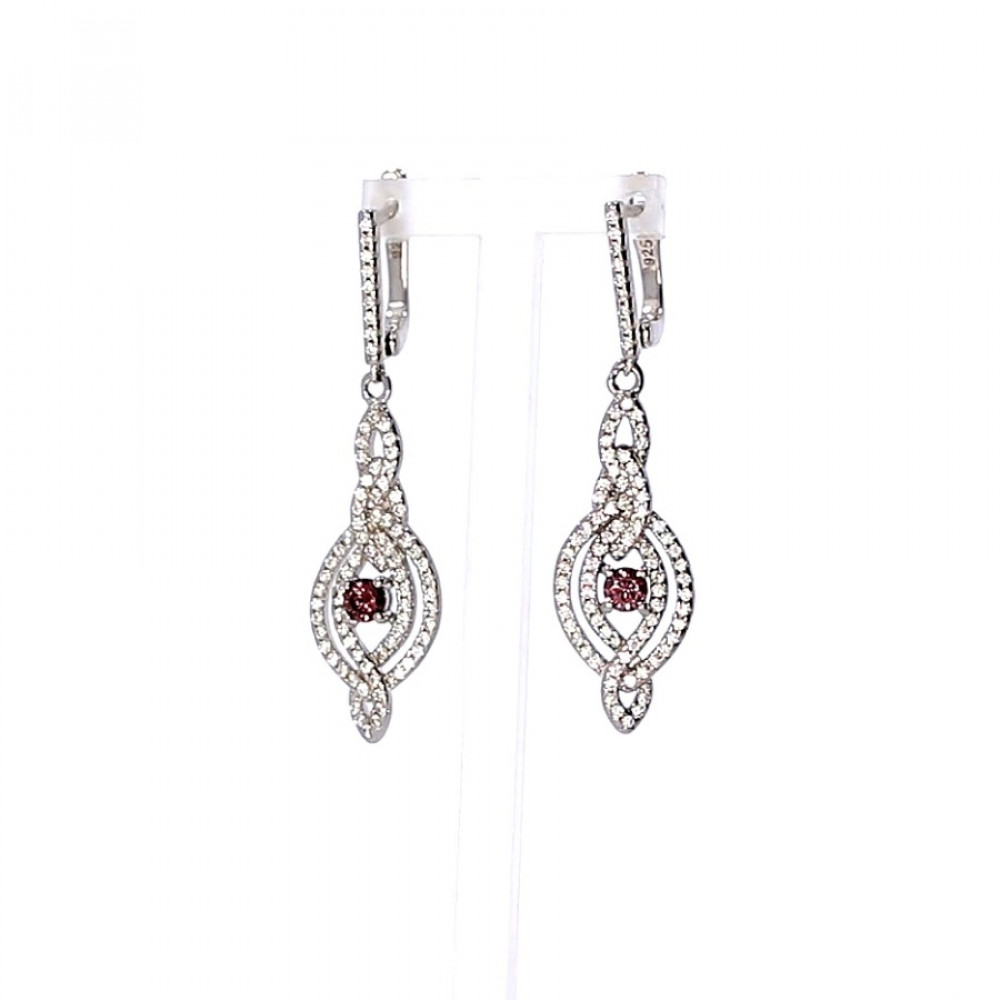 Silver earrings with zircon