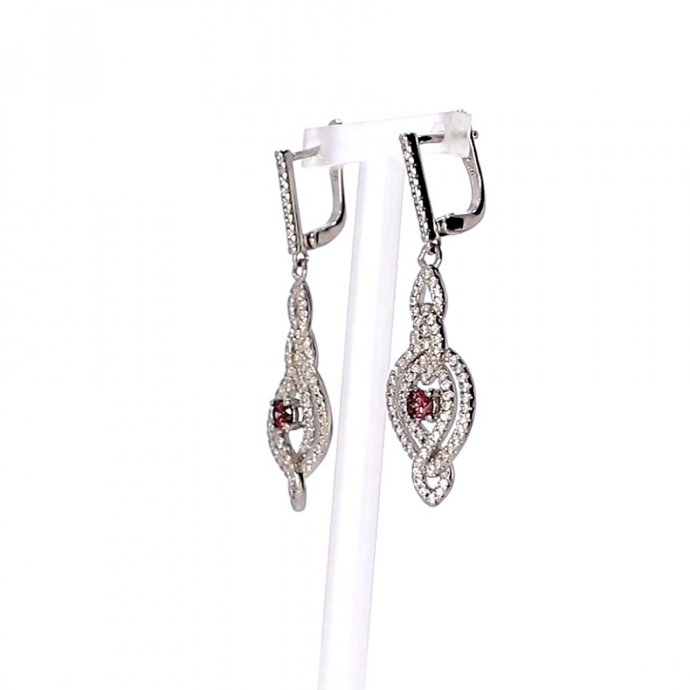 Silver earrings with zircon
