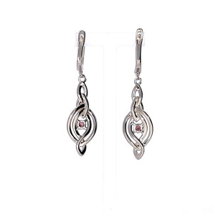 Silver earrings with zircon