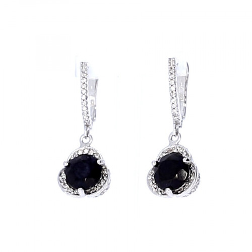 Silver earrings with corundum