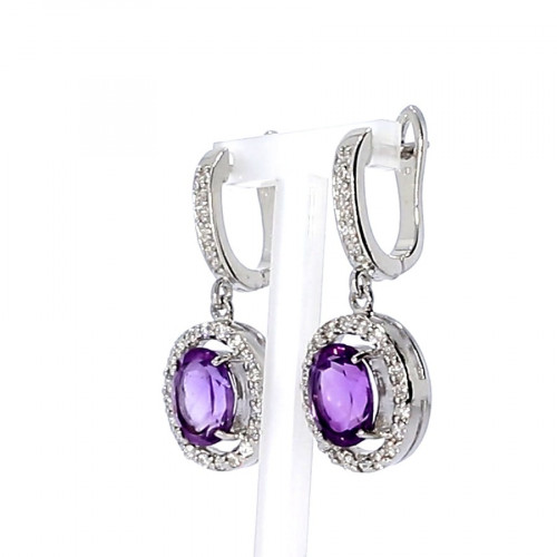 Silver earrings with amethyst