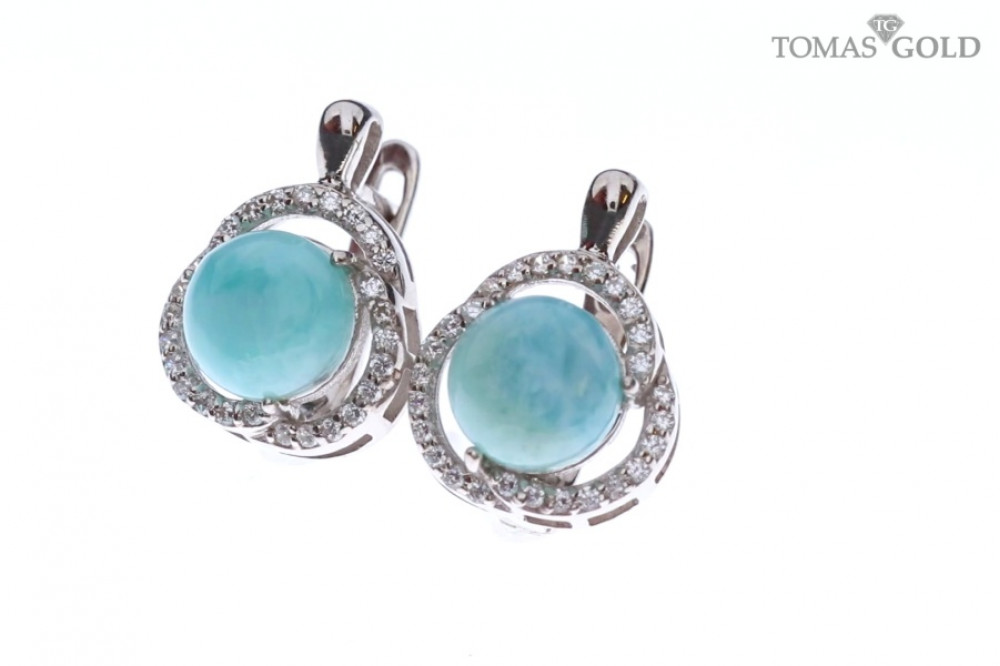Silver earrings with larimar