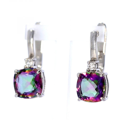 Silver earrings with mystic quartz