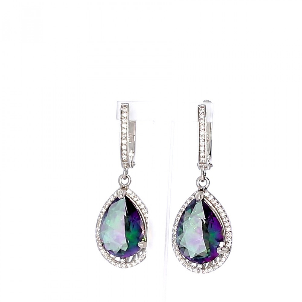 Silver earrings with mystic quartz