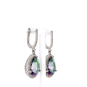 Silver earrings with mystic quartz