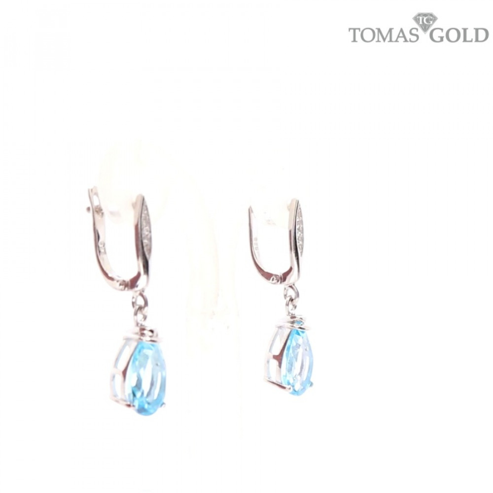 Silver earrings with topaz