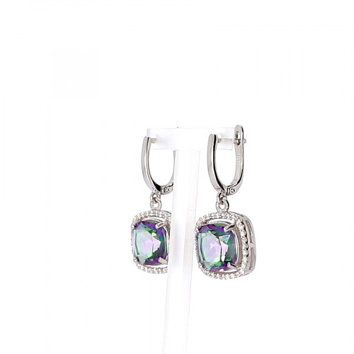 Silver earrings with mystic quartz