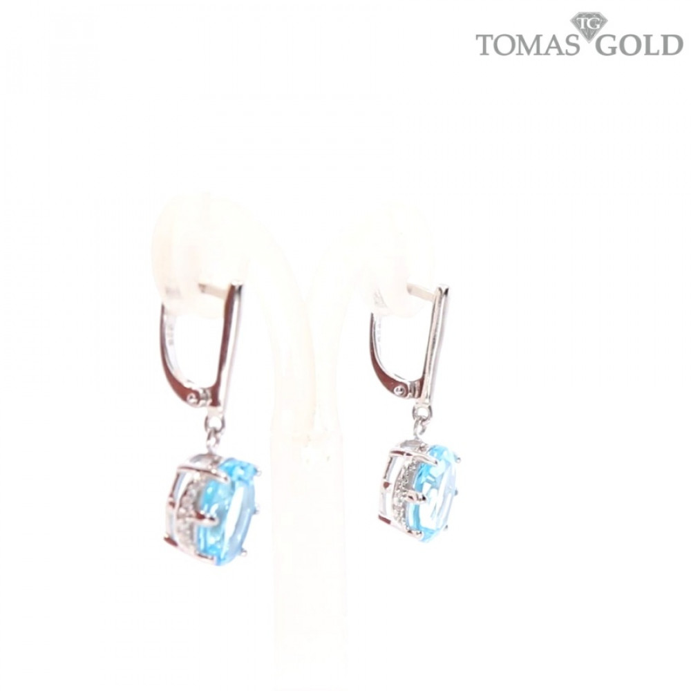 Silver earrings with topaz