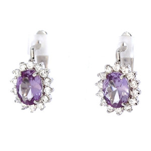 Silver earrings with alexandrite