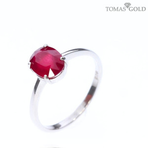 Silver ring with red corundum
