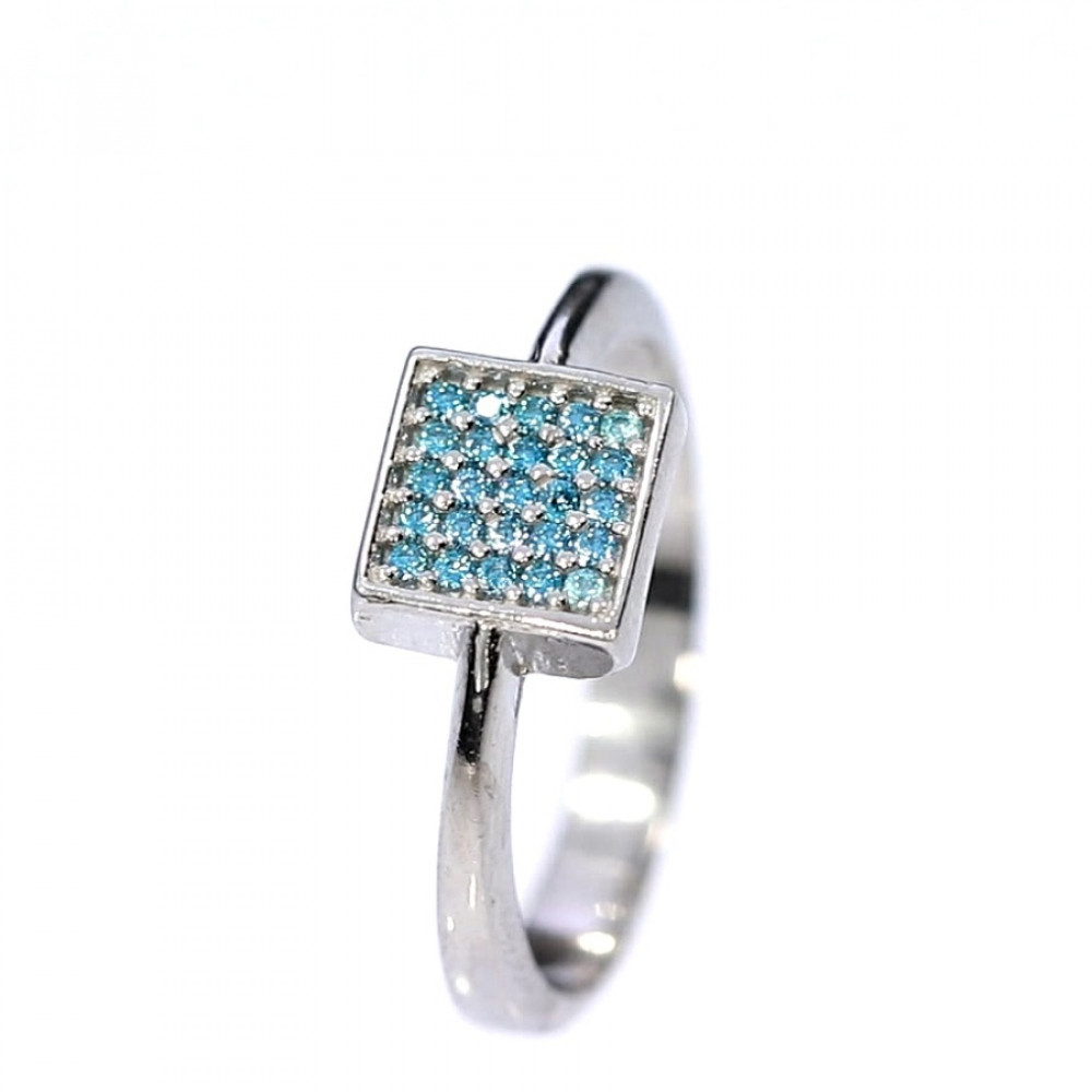 Silver ring with zircon