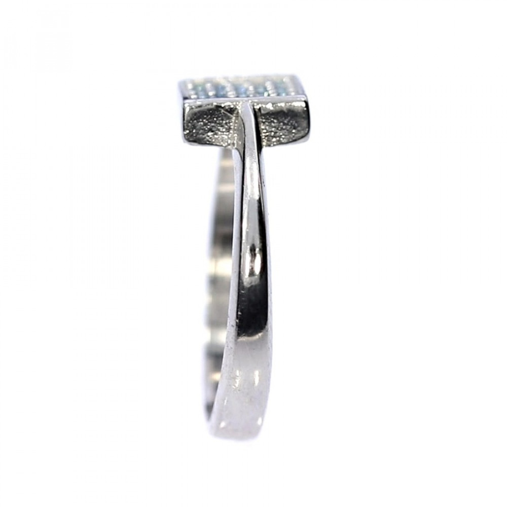 Silver ring with zircon