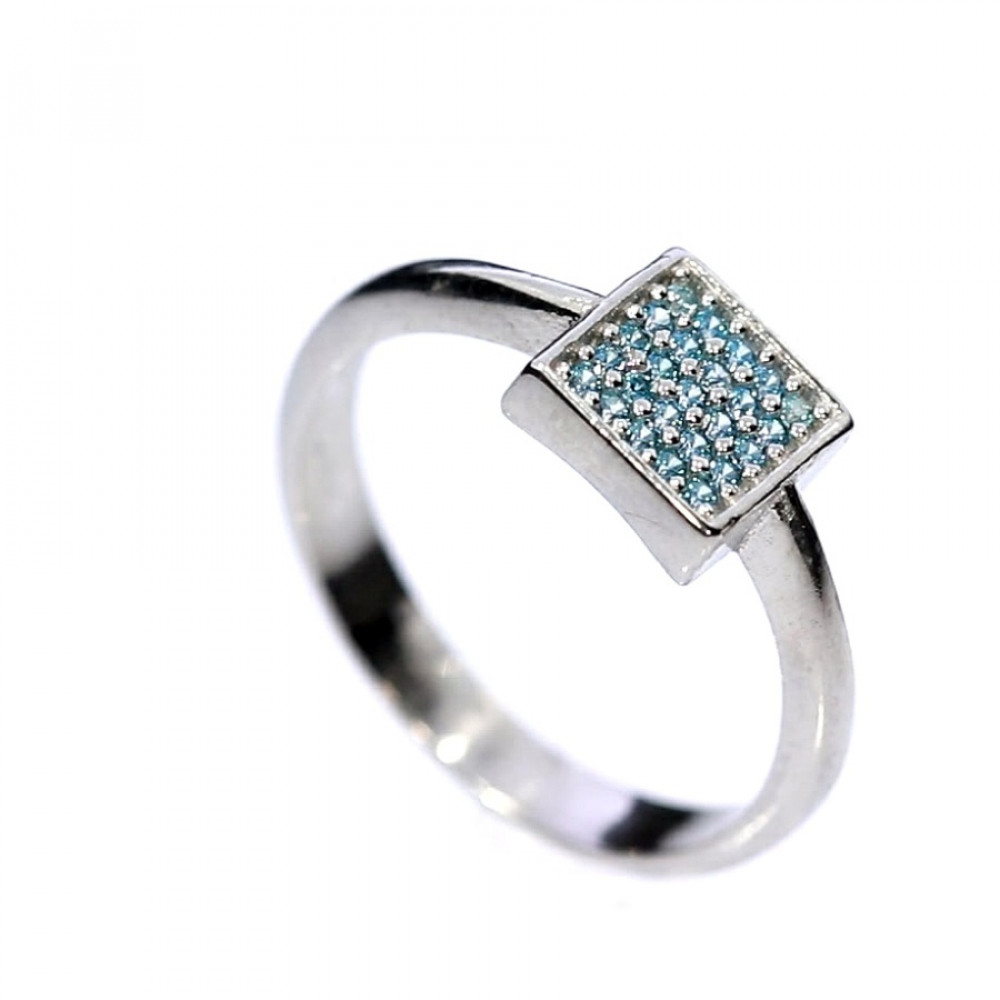 Silver ring with zircon