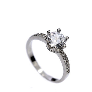 Silver ring with zircon