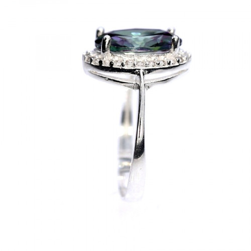 Silver ring with mystic quartz