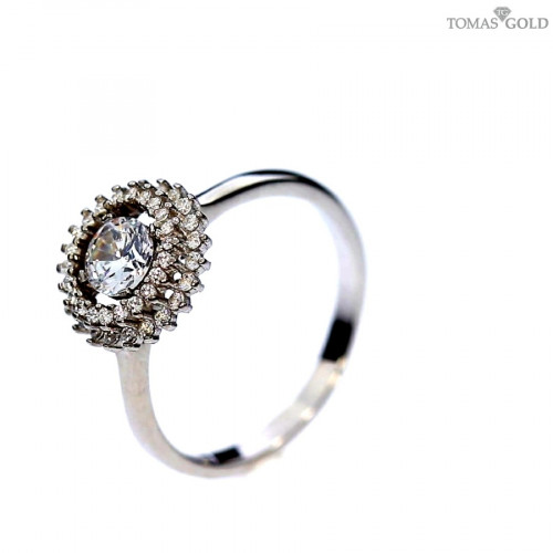 Silver ring with zircon