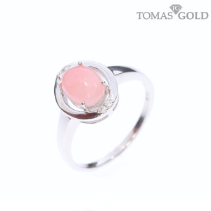 Silver ring with pink opal