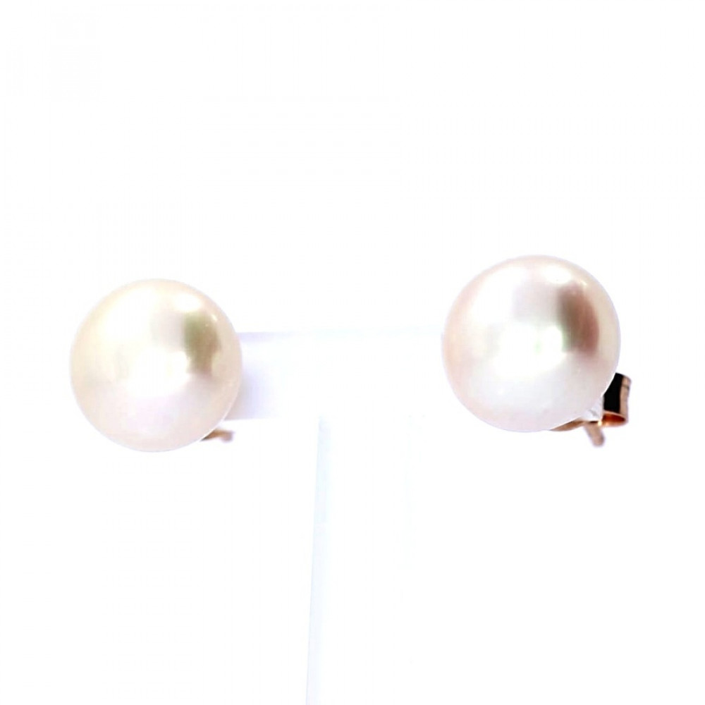 Gold earrings with cultured pearl