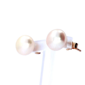 Gold earrings with cultured pearl