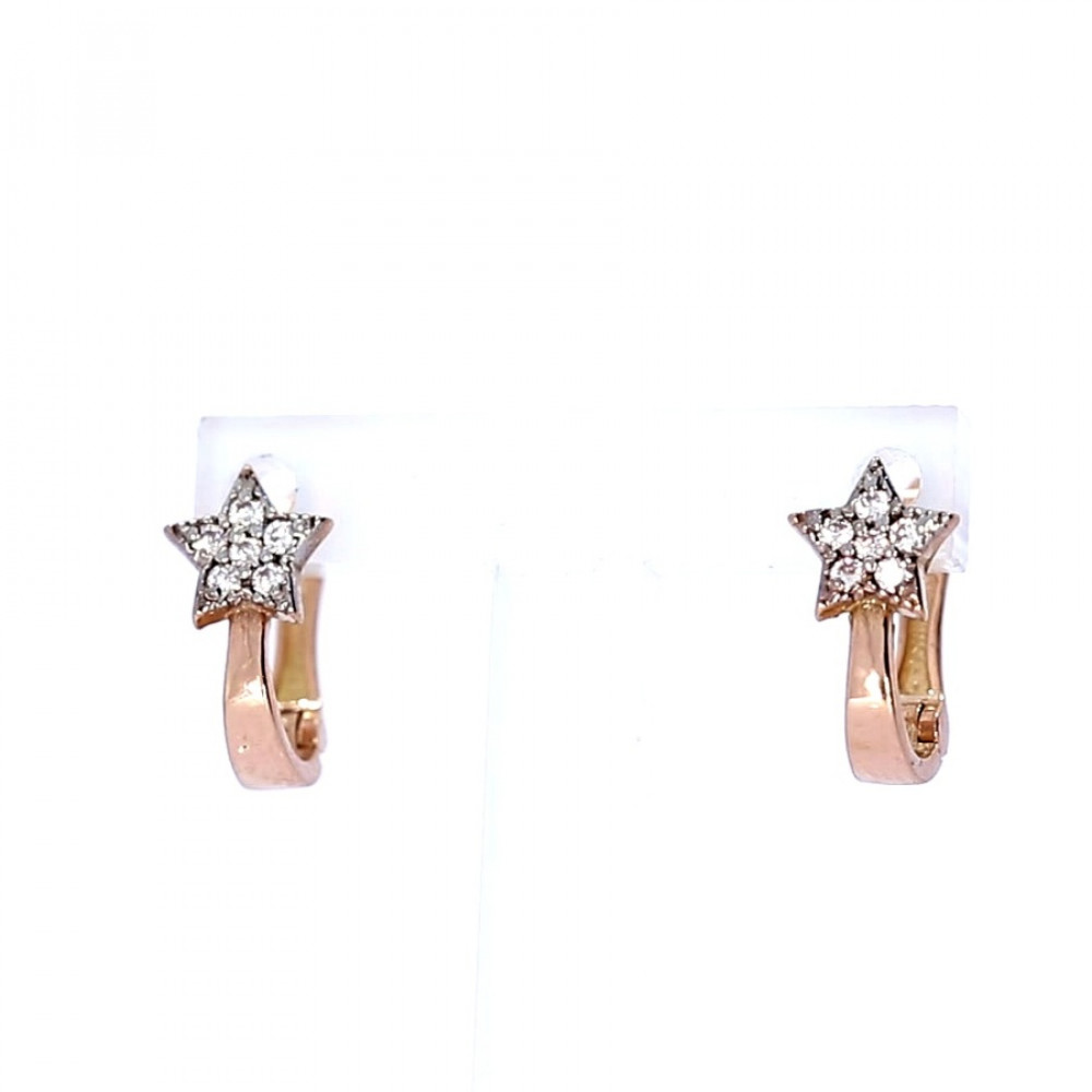 Gold earrings with zircon