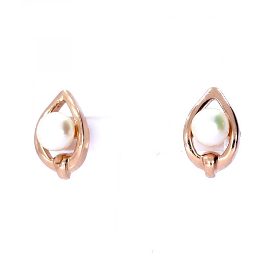 Gold earrings with cultured pearl