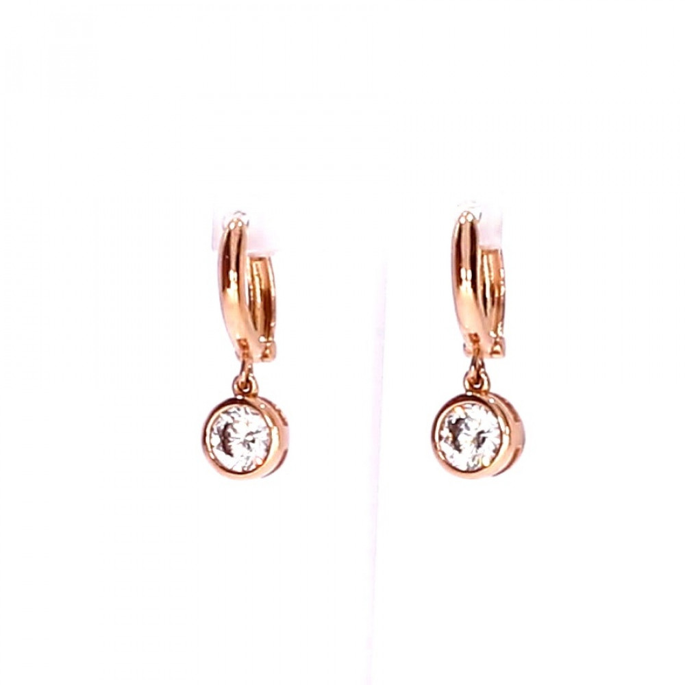 Gold earrings with zircon