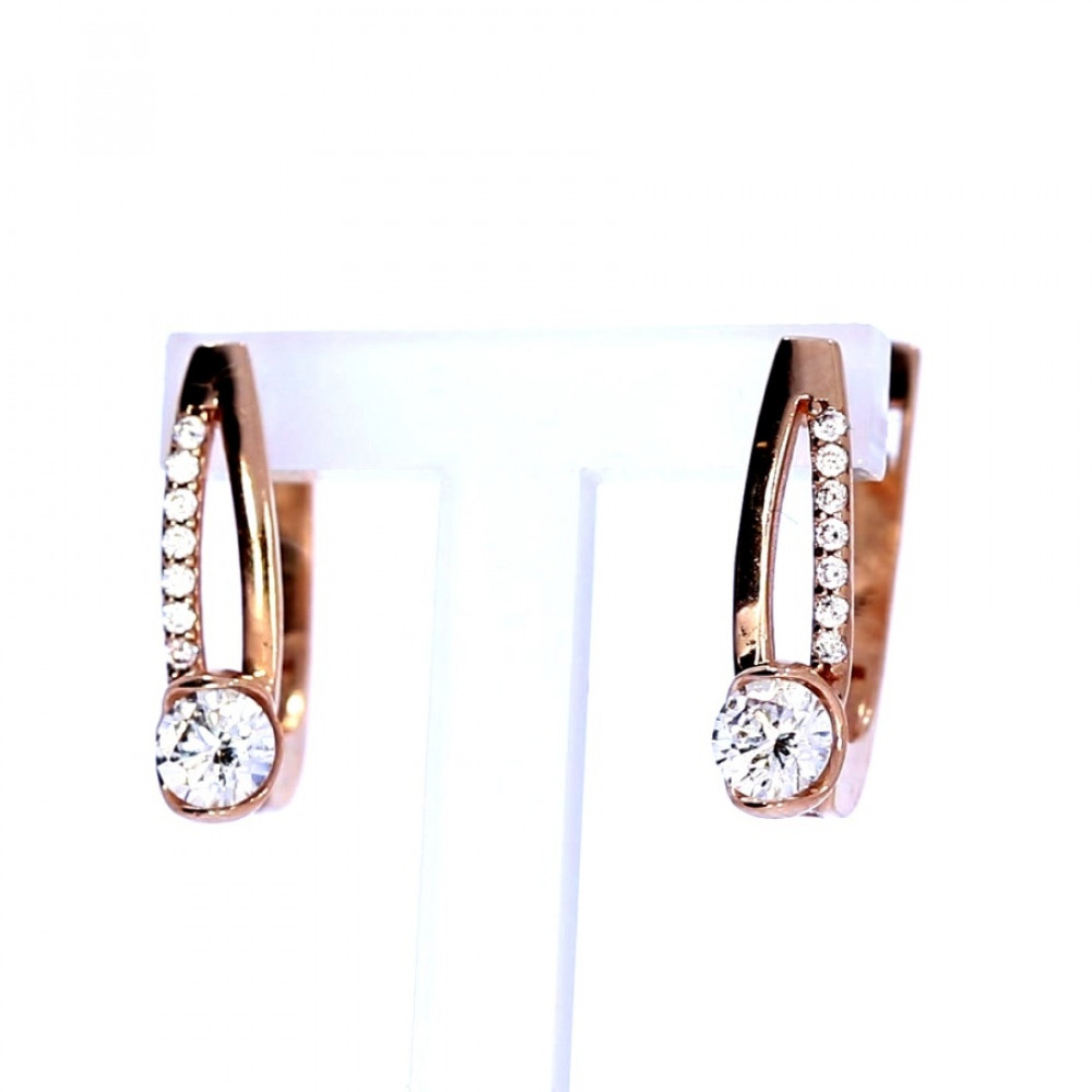 Золотые серьги с цирконом