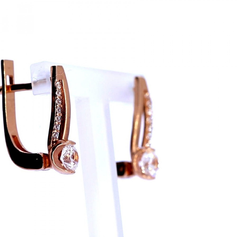 Золотые серьги с цирконом