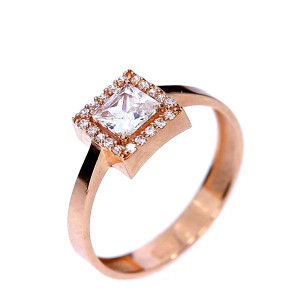Golden ring with zircon
