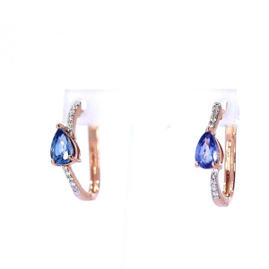 Gold earrings with sapphire
