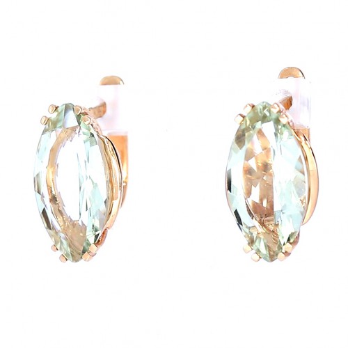 Gold earrings with green amethyst