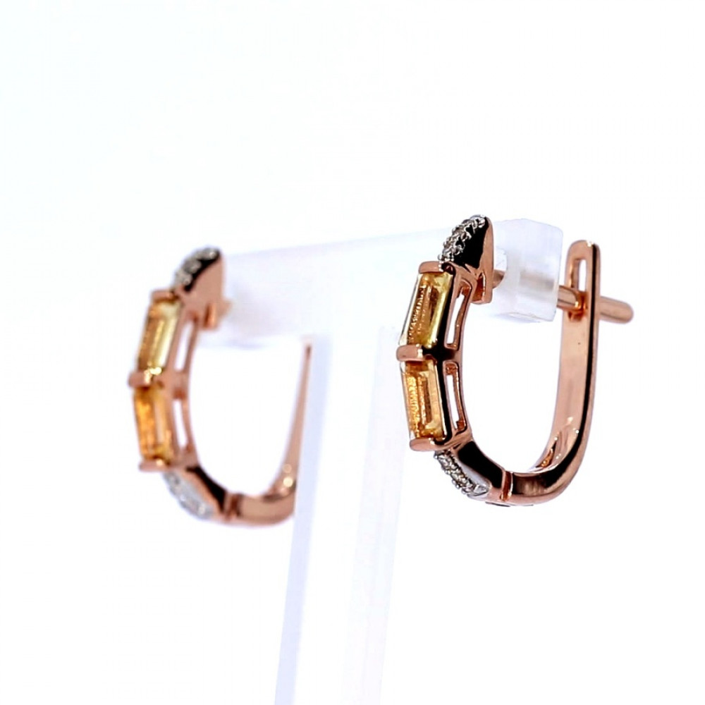 Golden earrings with citrine
