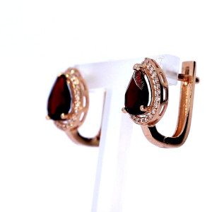 Golden earrings with garnet