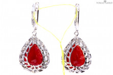 Golden earrings with garnet