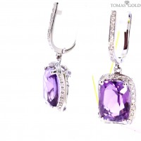 Gold earrings with amethyst