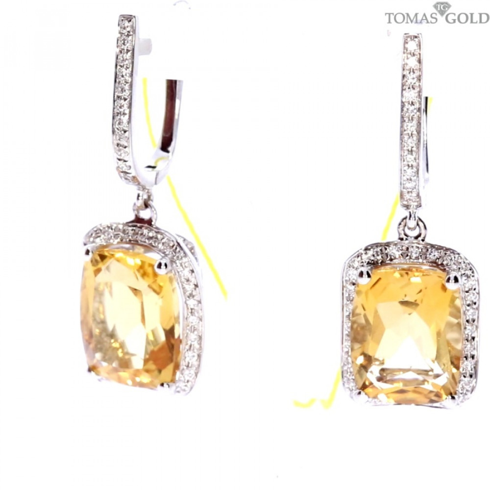 Golden earrings with citrine